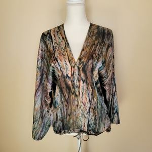 Karina Grimaldi Crop Oversized Metallic Print Top